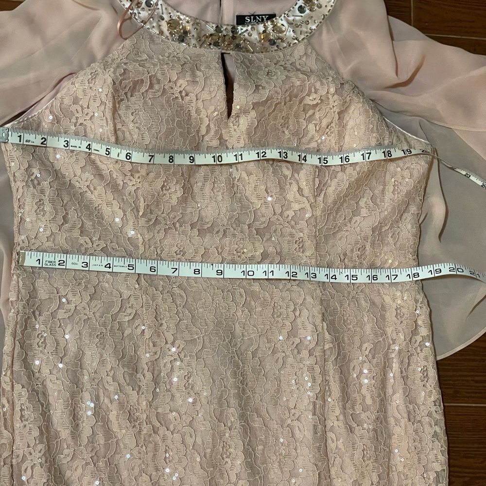 SLNY Special Occasion Dress faded rose pink sleeveless with cape Sequins size 16 - Picture 10 of 16